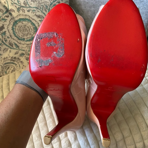 Christian Louboutin Pink Peep Toe Heels - Picture 3 of 7